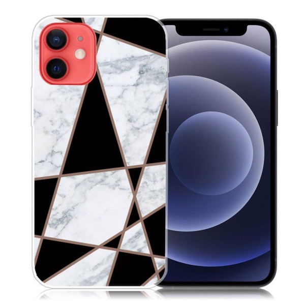 Marble iPhone 12 Mini case - Fragment Black and White Marble Multicolor