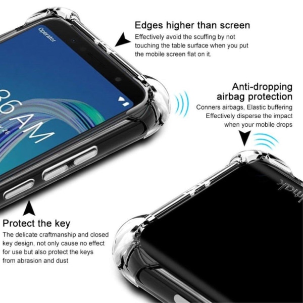 IMAK Asus ZenFone Max Pro (ZB602KL) mobilskal silikon stötdämpan Transparent