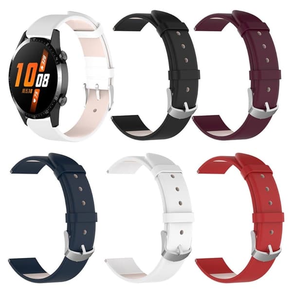 20 mm Huawei Watch GT 3 (42 mm) / GT2 42 mm læderurrem - Lilla Rød Red