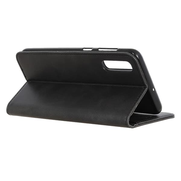 Wallet-style ægte Læder Flipcase til Samsung Galaxy A02 - Sort Black
