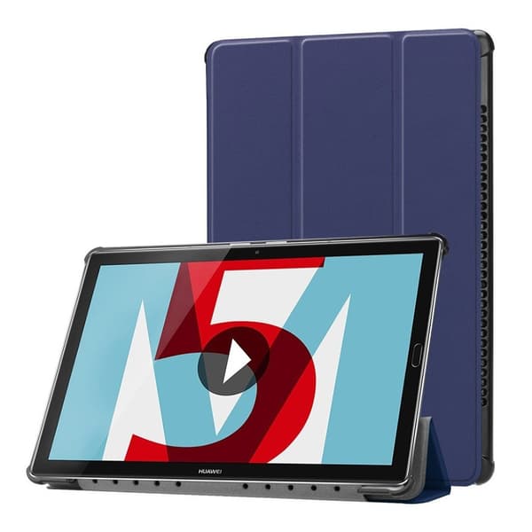 Huawei MediaPad M5 10 Etui laget av plastikk og kunstlær - Blå Blue