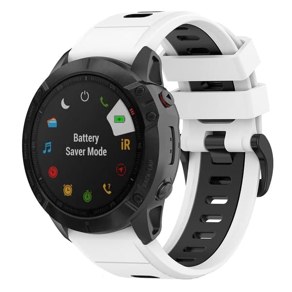 Garmin Fenix 7S klockarmband i silikon med dubbla färger - Vit / Svart Vit