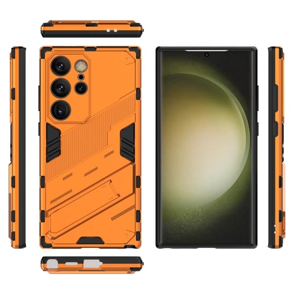 Støtsikkert hybriddeksel med et moderne preg for Samsung Galaxy S24 Ultra - Orange Orange