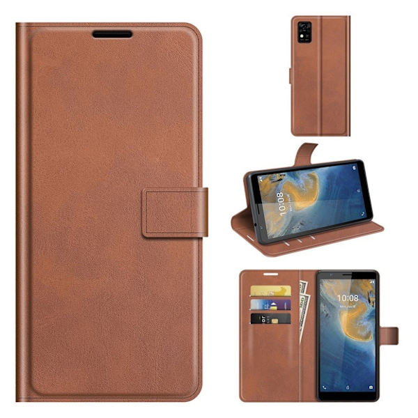 Lompakko Nahkakotelo For ZTE Blade A31 - Ruskea Brown