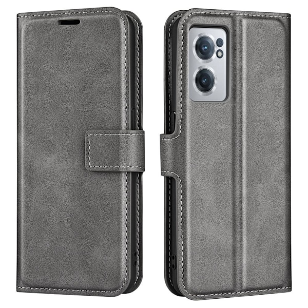 OnePlus Nord CE 2 5G nahkainen lompakokkotelo - Harmaa Silver grey