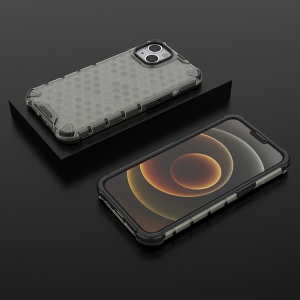 Telefonskal med bikagemønster Fleksibelt og stødsikkert hybridcover til iPhone 13 6,1 tommer - Sort Black