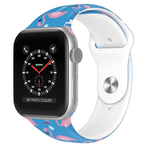 Apple Watch (45mm) julmönstrat klockarmband i silikon - Fågel / Storlek: L Blå