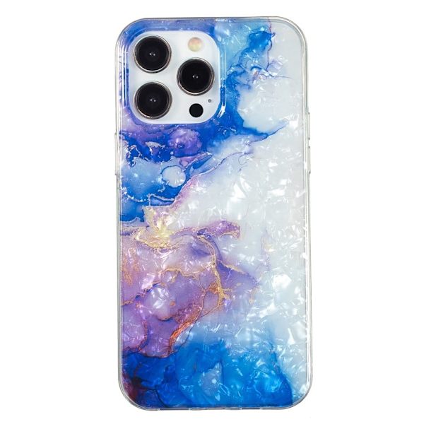Marmormotiv iPhone 12 Pro Max skal - Himmelsblå Lila Marmor Blå