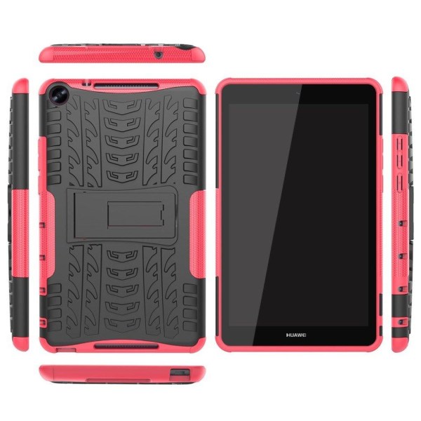 Huawei MediaPad M5 Lite 8 cool tyre pattern case - Black / Rose Svart