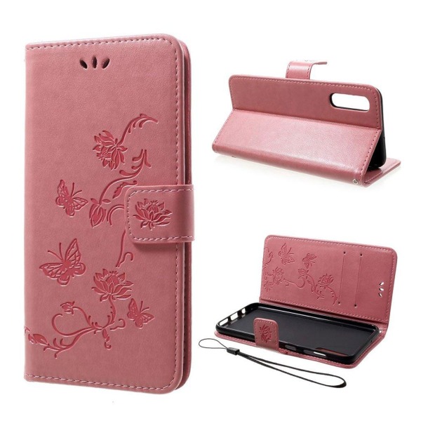 Butterfly läder Samsung Galaxy A50 fodral - Rosa Rosa