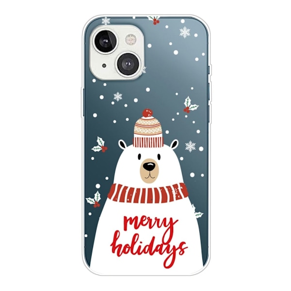 Juleveske til iPhone 14 Plus - Skjerf Hvit Bjørn White