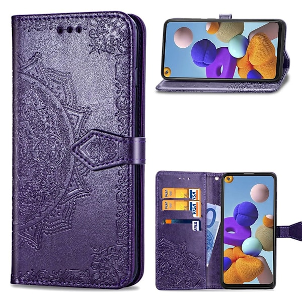 Mandala läder Samsung Galaxy A21s fodral - Rosa Rosa