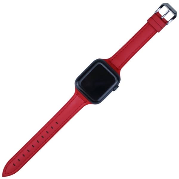 Apple Watch Series 5 44 mm urrem i silikonskinn - Rød Red