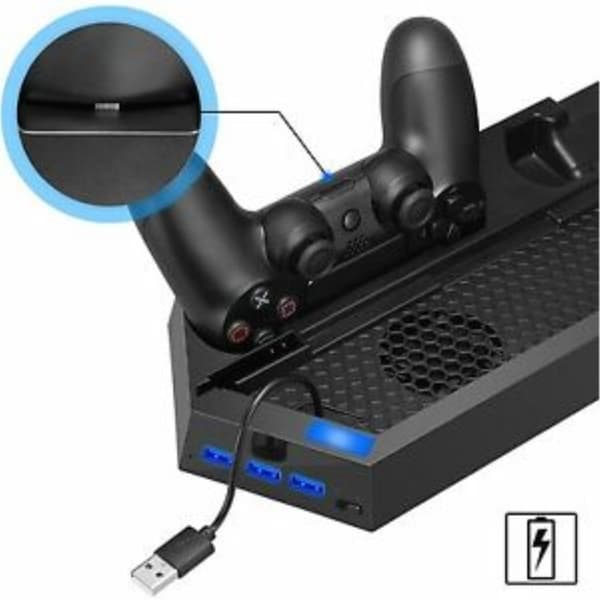 Sony PlayStation 4 multifunktionellt laddningsställ för konsol och handkontroll Silvergrå