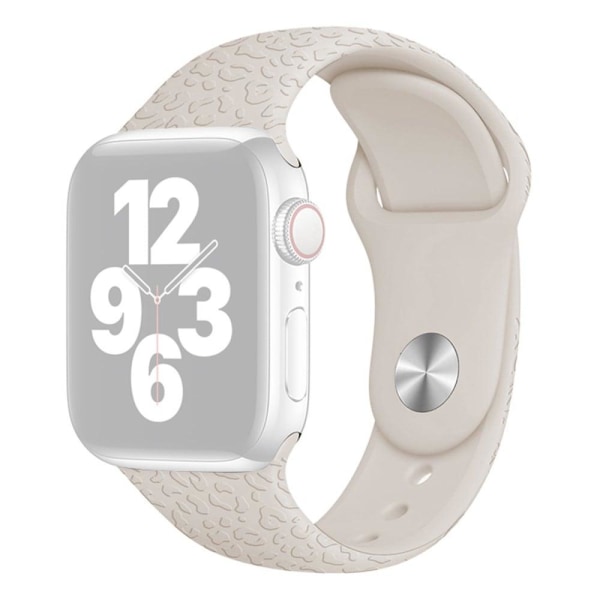 Apple Watch (41mm) yksivärinen kuvioitu silikonikellon hihna - Aprikoosi Leopardi Beige