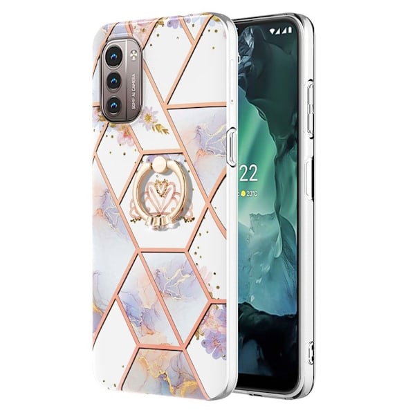 Marble Mønstret Cover med Ring Holder til Nokia G11 / G21 - Krone Multicolor