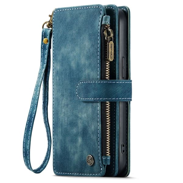 CaseMe telefonetui med glidelås og lommebok for iPhone 14 - Blå Blue