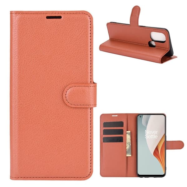 Classic OnePlus Nord N100 flip kuoret - Ruskea Brown