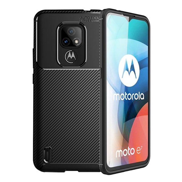 Carbon Shield Motorola Moto E7 kotelot - Musta Black