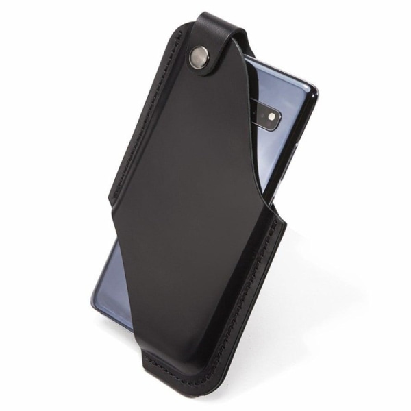 Universal cowhide leather waist phone pouch - Black Size: L Black