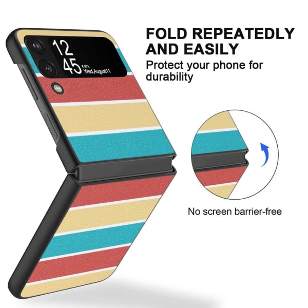 Samsung Galaxy Z Flip3 5G lædercover med mønsterprint - Gule Str Multicolor