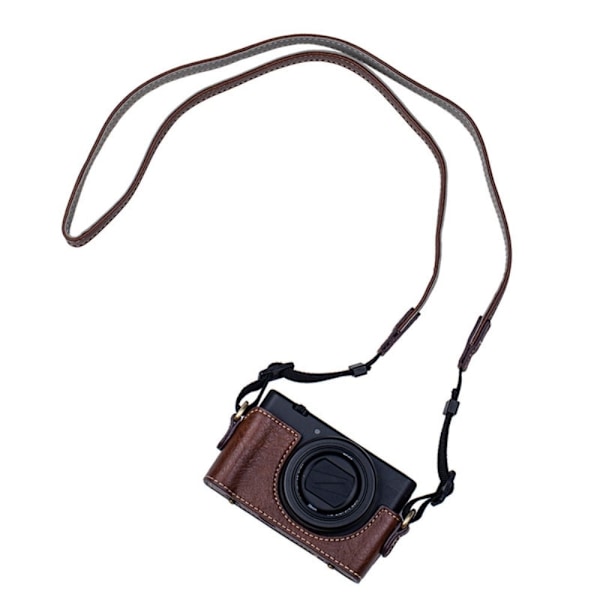 Sony ZV-1 PU-läderfodral med rem - Brun Blå
