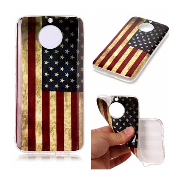Motorola Moto G5S Plus blødt silikone cover - US Flag Multicolor