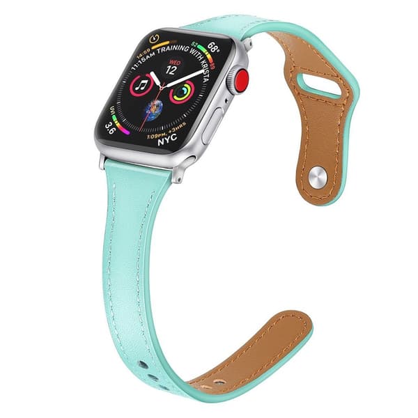 Apple Watch Series 5 44 mm klockarmband i äkta läder - Grön Grön