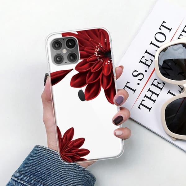 Deco iPhone 12 Pro Max Etui - Rød Blomst Red