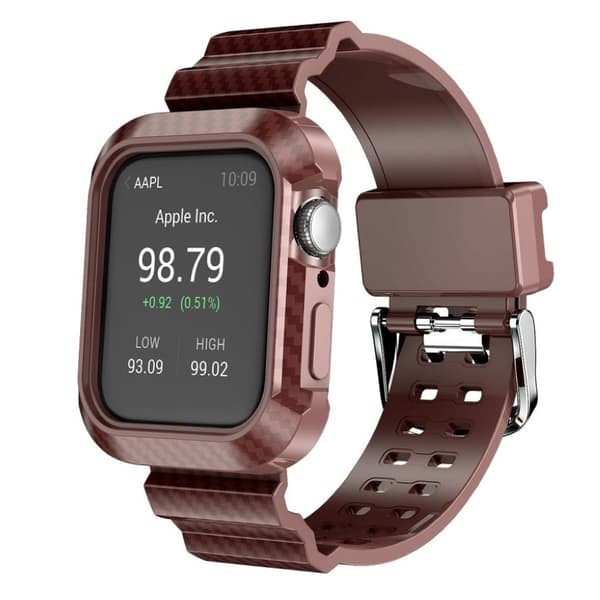 Apple Watch Series 4 44 mm robust klockarmband i kolfiber - Brun Brun