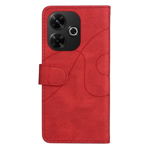 Tekstureret Xiaomi Redmi 13 læderetui med rem - Rød Red