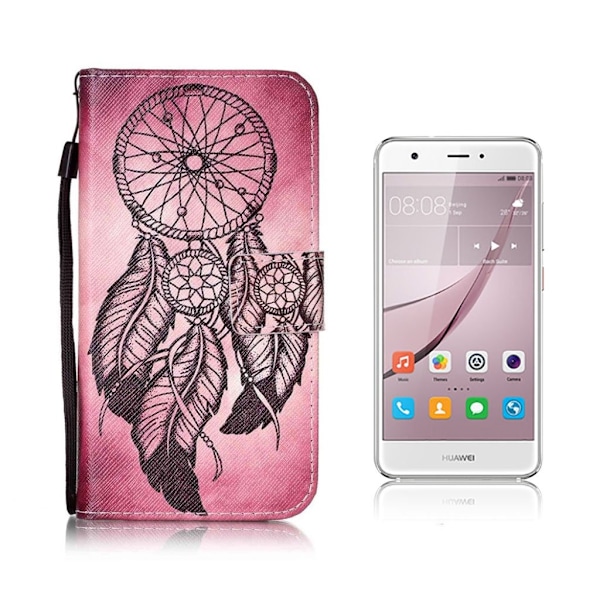Huawei Nova etui av lær m. stropp - Drømmefanger Multicolor