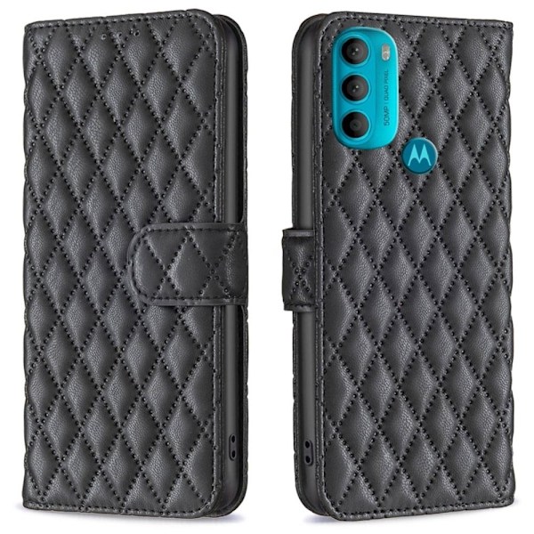 Rombuskuvioinen matta läppäkotelo Motorola Moto G71 5G - Musta Black