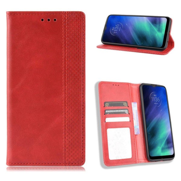 Bofink Vintage Motorola One Fusion nahkakotelo - Punainen Red