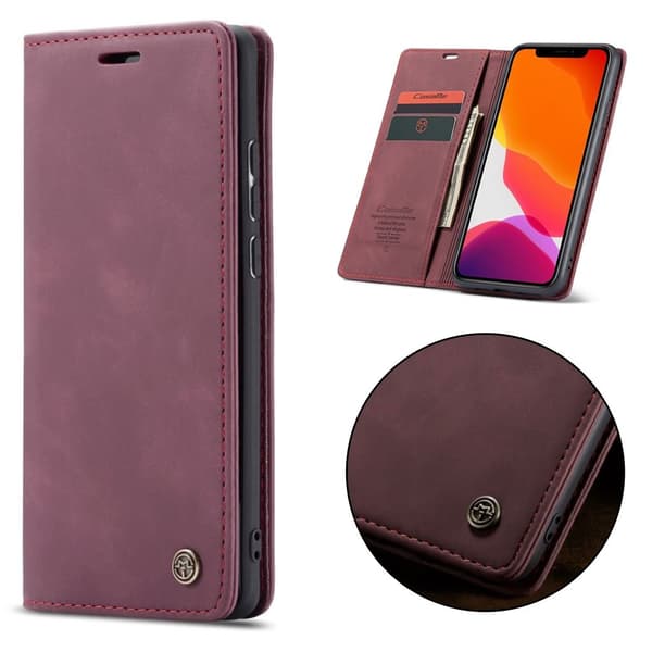 CaseMe iPhone 11 Pro Max Vintage Etui - Vinrød Red