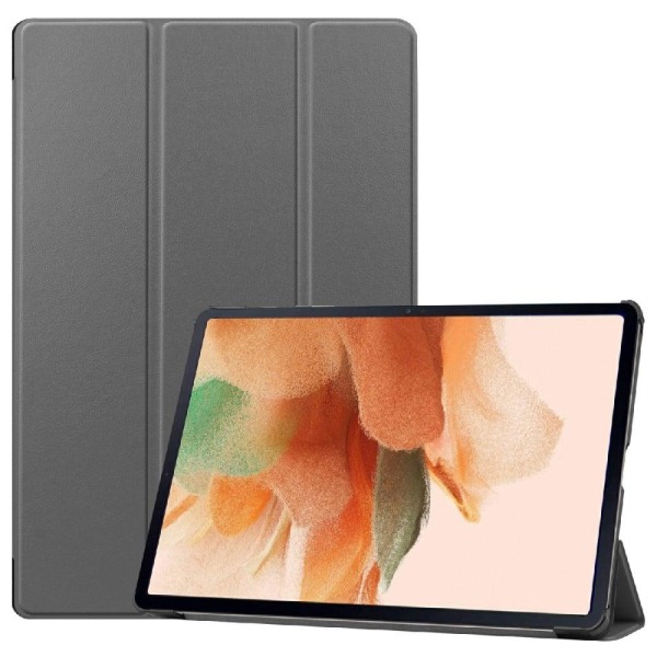 Samsung Galaxy Tab S7 FE tri-fold læder flip taske - Grå Silver grey