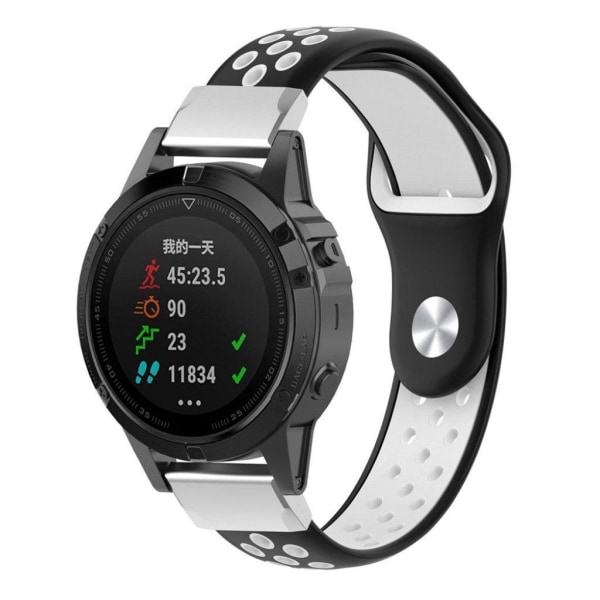 Garmin Fenix 5 / Forerunner 935 / Quatix 5 / Approach S60 22mm klockband av silikon - Svart / Vit Svart