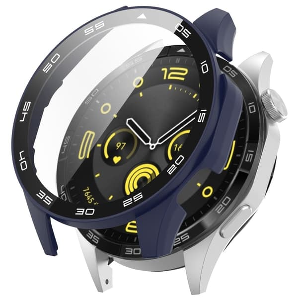 Huawei Watch GT 4 46mm Watch Case Tempered Glass Screen Protector Frame Cover with Dial Plate - Midnight Blue Blå