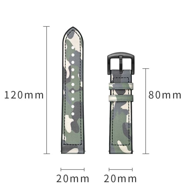 Samsung Galaxy Watch (42mm) holdbar læder Læder Urrem - Camouflage Grøn Green