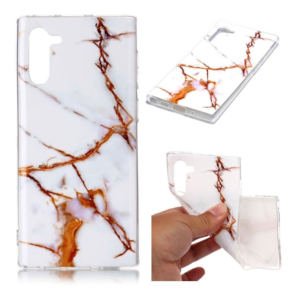 Marmormotiv Samsung Galaxy Note 10 skal - Vit / Orange Marmor Vit