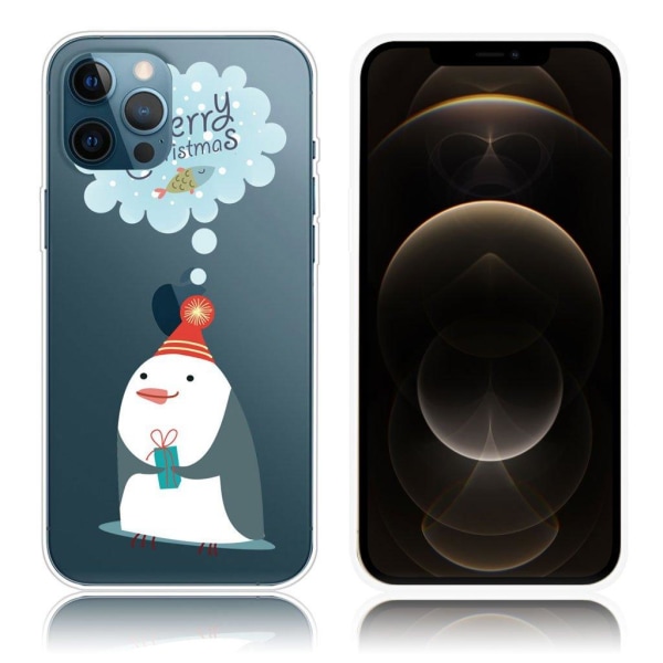 Juleetui til iPhone 12 Pro Max - Pingvin Vil Have Fisk White