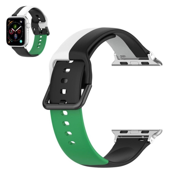 Apple Watch Series 6 / 5 40mm trefarvet silikoneurrem - Sort / H Multicolor