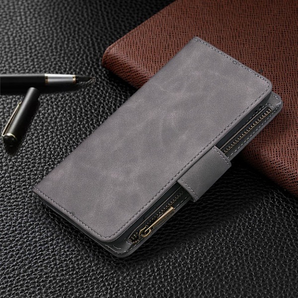 Premium Wallet Samsung Galaxy A71 kotelot - Harmaa Silver grey