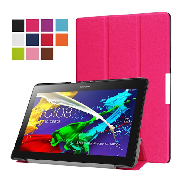 Lenovo Tab 3 Plus 10 Tri- Fold Stand PU Lær Flip Etui - Rose Pink