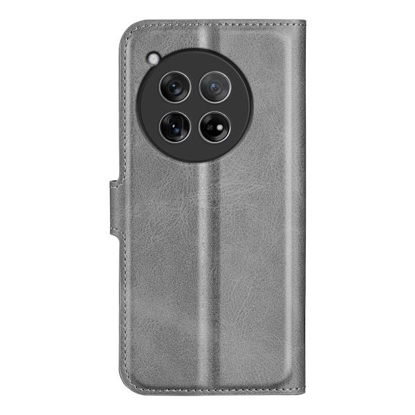 OnePlus 12 nahkainen lompakokkotelo - Harmaa Silver grey