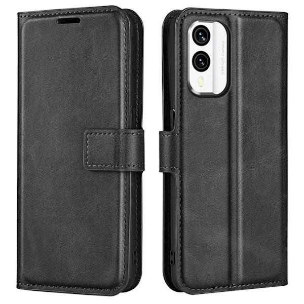 Læderetui med Pung til Nokia X30 - Sort Black