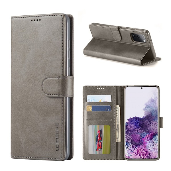 LC.Imeeke läder Samsung Galaxy S20 FE 5G / Samsung Galaxy S20 FE fodral - Silver/Grå Silvergrå