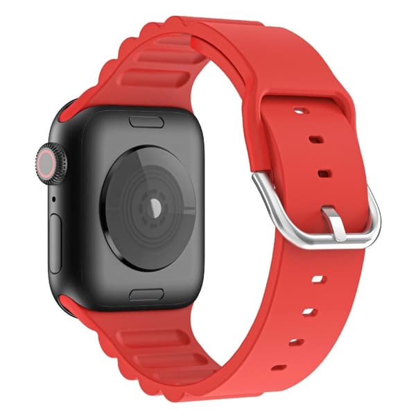 Apple Watch (45 mm) vandret stribet silikoneurrem - Rød Red