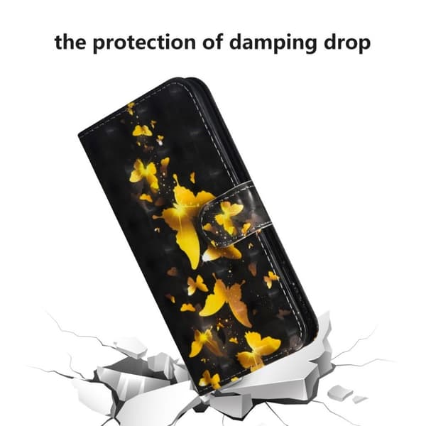 Samsung Galaxy S10e läderfodral med ljus prickar - Guld Fjärilar Guld