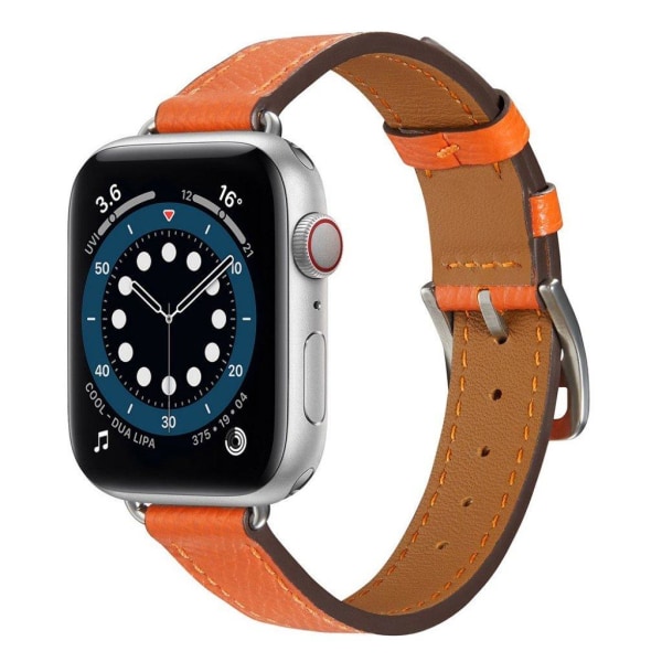 Apple Watch 40 mm urrem i læder med krydsende tekstur - Orange Orange